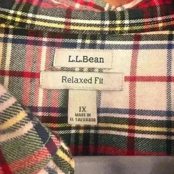 LL Bean Womens Plus size relaxed flannel shirt in plaid- size 1X - Picture 3 of 9